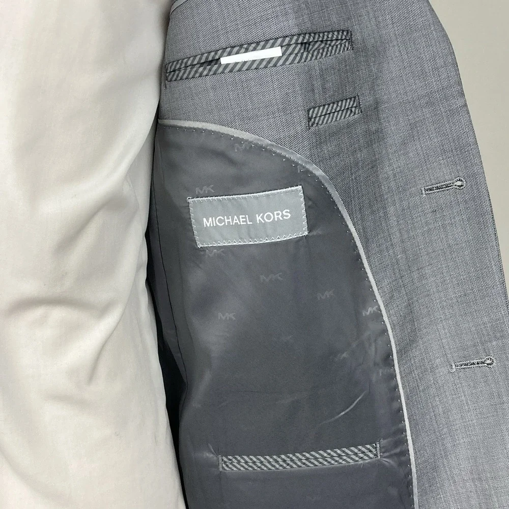 Michael Kors Mens Classic-fit Suit Jacket Blazer 50R Grey Stretch E06833